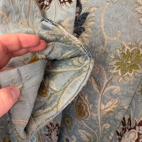 CAbi Guinevere Floral Jacquard Tapestry Longline Belted Coat Size 6 Blue Green - Picture 5 of 9